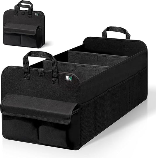 MIU COLOR Trunk Organizer for SUV, Collapsible Car Organizer, 12 Pockets Trunk Organizer for Car, Non-Slip Trunk Storage Organizer for Sedans, Van, Grocery, Large 3 Compartments 32"×13"×12"