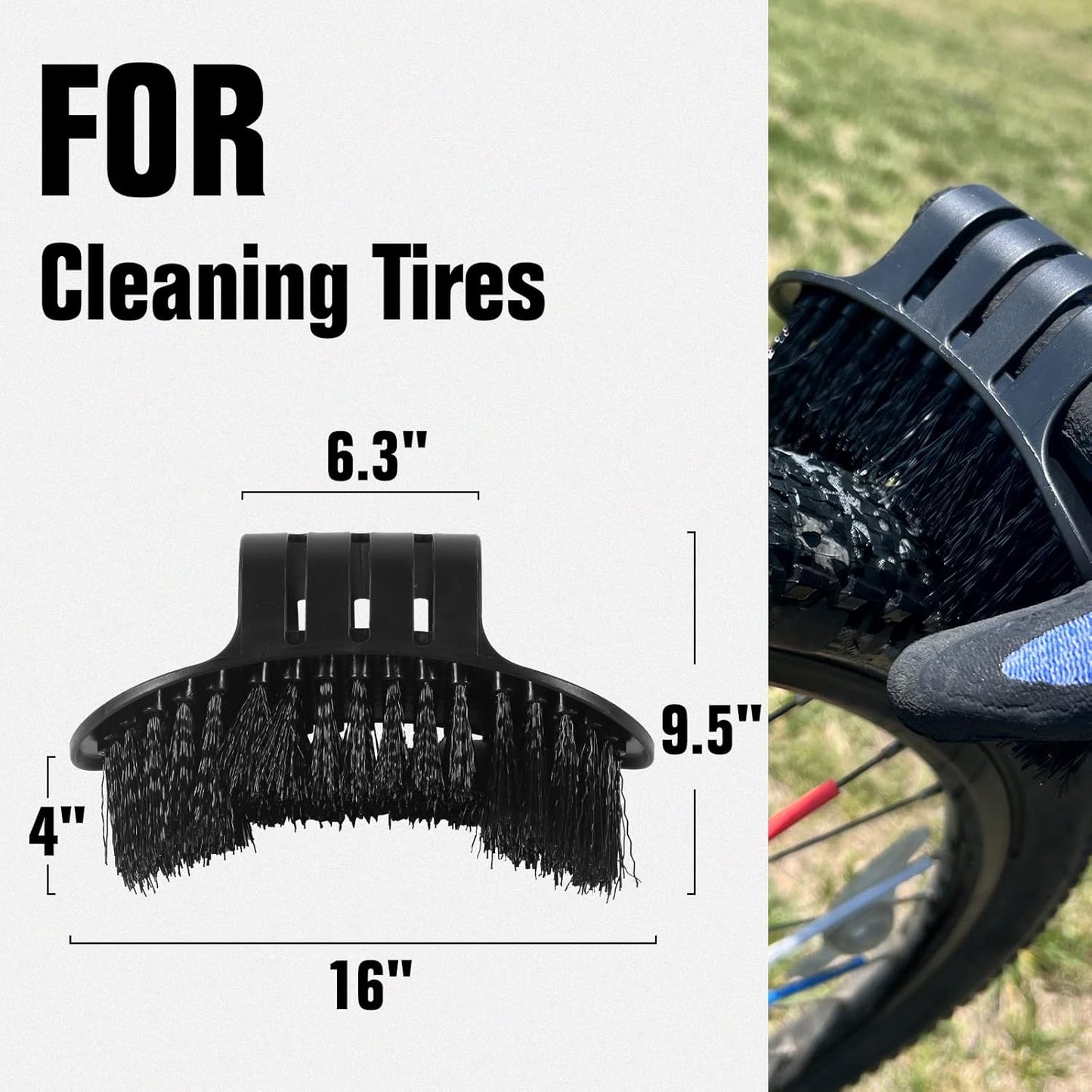 BWSHLF Bike Cleaning Kit (6 Pcs) with 1 Storage Bag, 5 Brushes for Tires, Chain, Sprockets, Cranks, Hubs, and Spokes, 1 Cleaning Mitt for Frame, Saddle, Clean Tools for MTB/Road/BMX/E-Bike/Gravel Bike