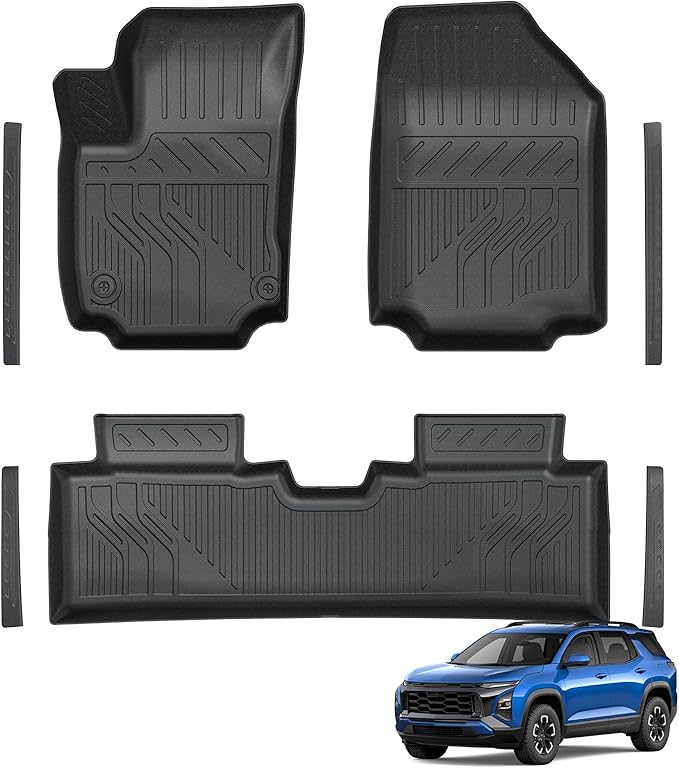 Floor Mats Custom Fit for 2025 2026 Chevrolet Chevy Equinox (Gas Model) & GMC Terrain 2025, TPE All Weather Protection Car mat Front & 2nd Row Automotive Liners & 4 Door Sill Guards Accessories