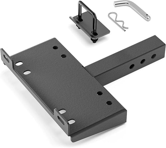 Trailer Hitch Winch Mount with 2" Receiver, Universal Heavy-Duty Winch Plate Bracket for ATV/UTV/SUV/Truck/Pickup, 17000 lbs Towing Capacity, Mounting Cradle, Black