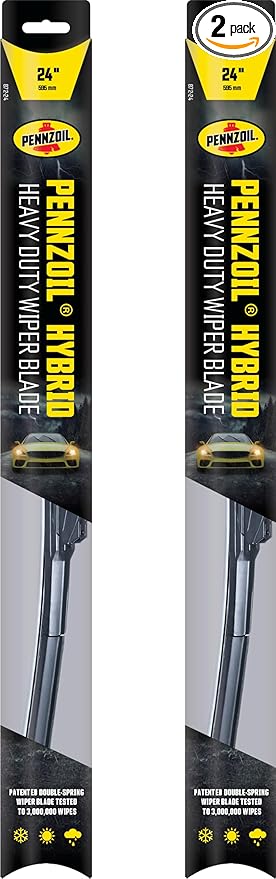 Pennzoil 872 Hybrid Heavy Duty Wiper Blades, 24 Inch & 24 Inch Windshield Wipers (Pack of 2), Automotive Replaceable Wiper Blades Reinforced with a Double Spring Frame for the Toughest Weather