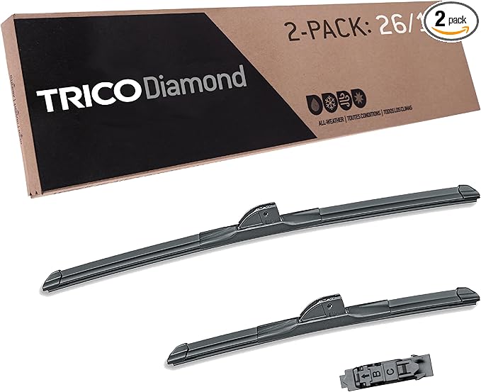 TRICO Diamond 26" + 17" Premium Automotive Replacement Windshield Wiper Blades (Set of 2), Passenger and Driver Side All-Weather Beam Wiper Blades for Select Vehicle Models