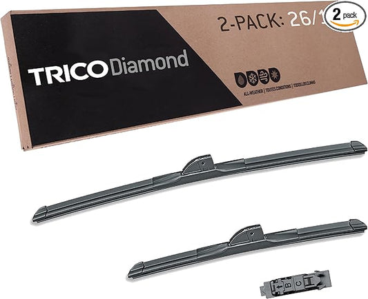TRICO Diamond 26" + 17" Premium Automotive Replacement Windshield Wiper Blades (Set of 2), Passenger and Driver Side All-Weather Beam Wiper Blades for Select Vehicle Models
