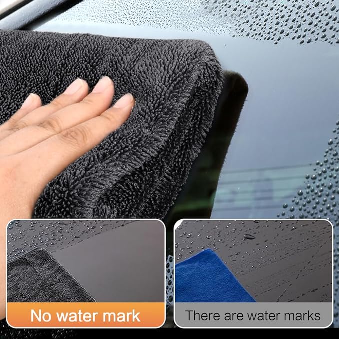 SINLAND 3-Pack Microfiber Ultra Absorbent Drying Towel for Cars and Trucks, 600gsm, Streak-Free, Without Scratches or Water Spots, Car Drying Cleaning Auto Detailing Towels 16" x 24" Dgrey