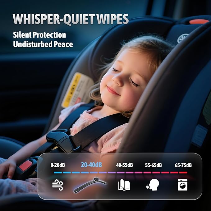 24"+18" Premium Windshield Wiper Blades – Quiet, Streak-Free, All-Season Performance | High-Grade Neoprene Rubber, J-Hook Quick Install | Fits Cars, SUVs & Trucks (Set of 2)