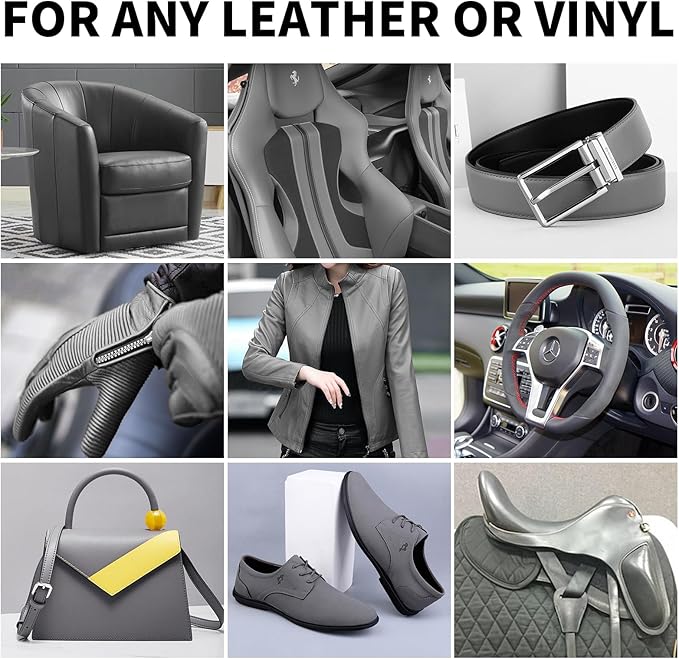 Leather Recoloring Balm,8.5oz Leather Color Restorer,Dark Gray Leather Repair kit for Furniture and Car Interior,Leather Couch Scratch Repair,Leather Dye Paint for Faded,Cracked and Damaged Leather