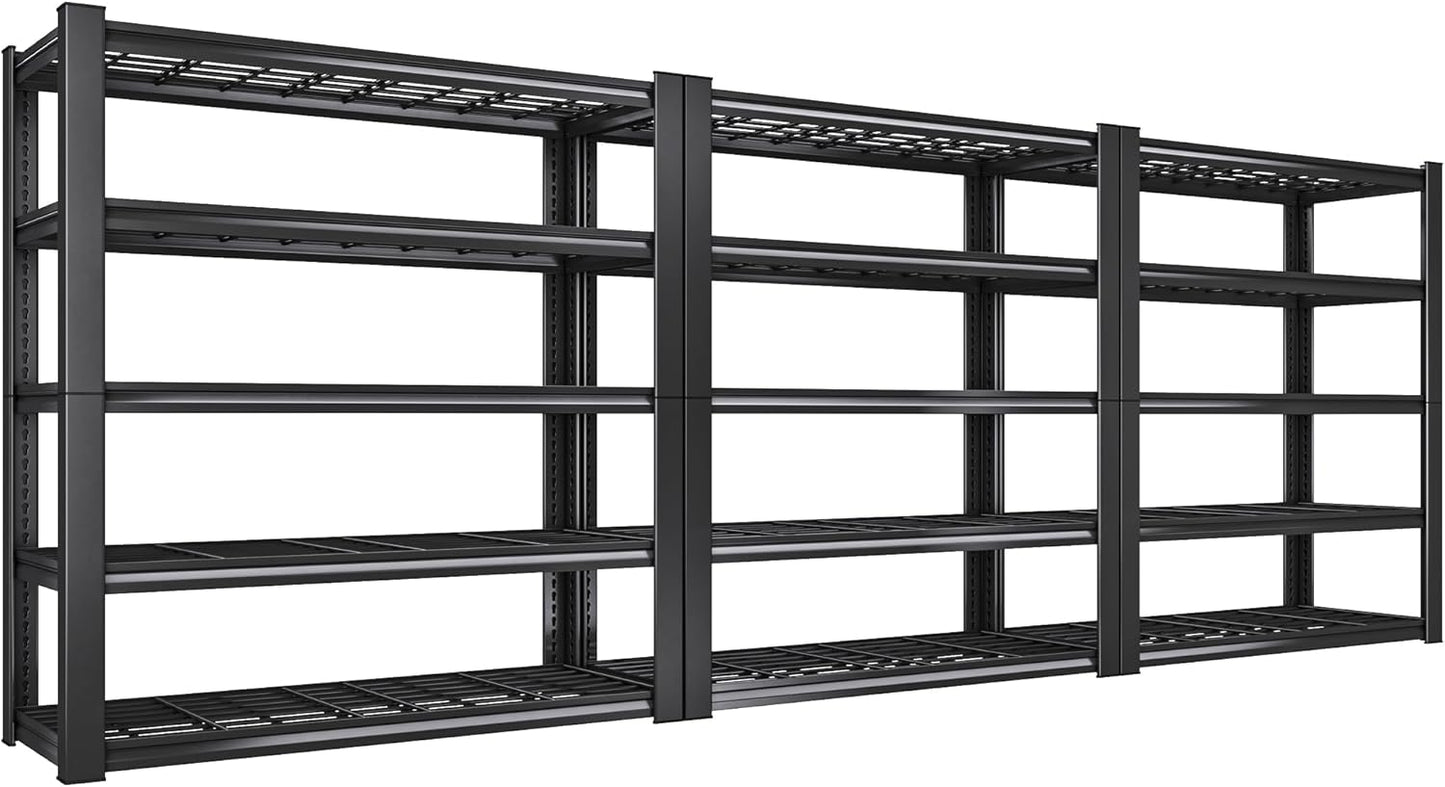 REIBII 3010LBS Storage Shelves 72" H Garage Shelving Heavy Duty Metal Shelving 5 Tier Adjustable Metal Shelves for Storage for Pantry Kitchen Basement 72" H x 35.5" W x 16" D, 3 Pack