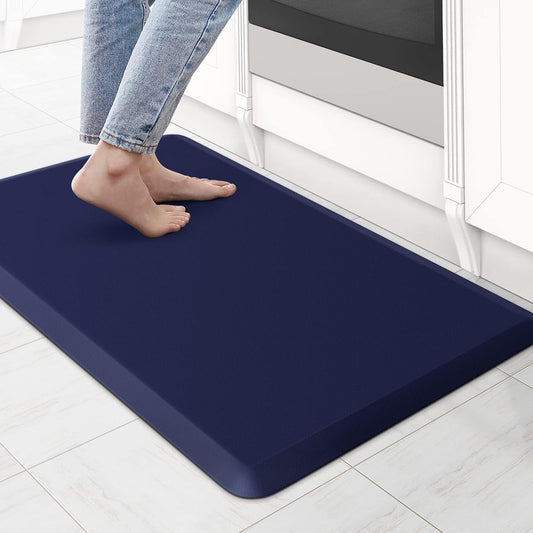 KitchenClouds Kitchen Mat Cushioned Anti Fatigue Rug 17.3"x28" Waterproof Non Slip Standing Desk Mat Comfort Floor Mats for Kitchen House Sink Office (Blue)