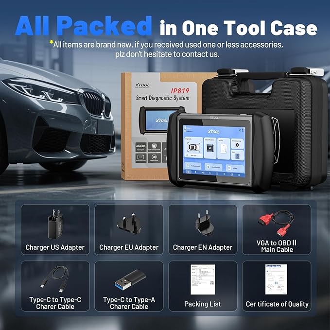 XTOOL IP819 V2.0 Bidirectional Scan Tool, 2025 Upgraded of D7 OBD2 Diagnostic Scanner with Active Test, PMI Function, 39+ Resets, ECU Coding, FCA AutoAuth, All Systems Scanner for Cars, 3-Year Update