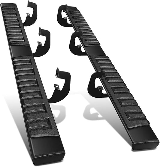 DNA MOTORING 6.75" Flat Running Boards Side Step Bars Compatible with 2007-2018 Chevy Silverado GMC Sierra 1500 3500HD / 2007-2019 2500 HD Extended Cab, Black, STEPB-A-0093