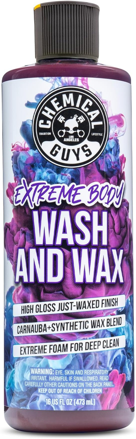 Chemical Guys Extreme Bodywash & Wax Foaming Car Soap – High Foaming Grape Scent Formula for Foam Cannons, Guns or Buckets – Safe Shine and Protection for Cars, Trucks, Motorcycles and RVs, 16 oz