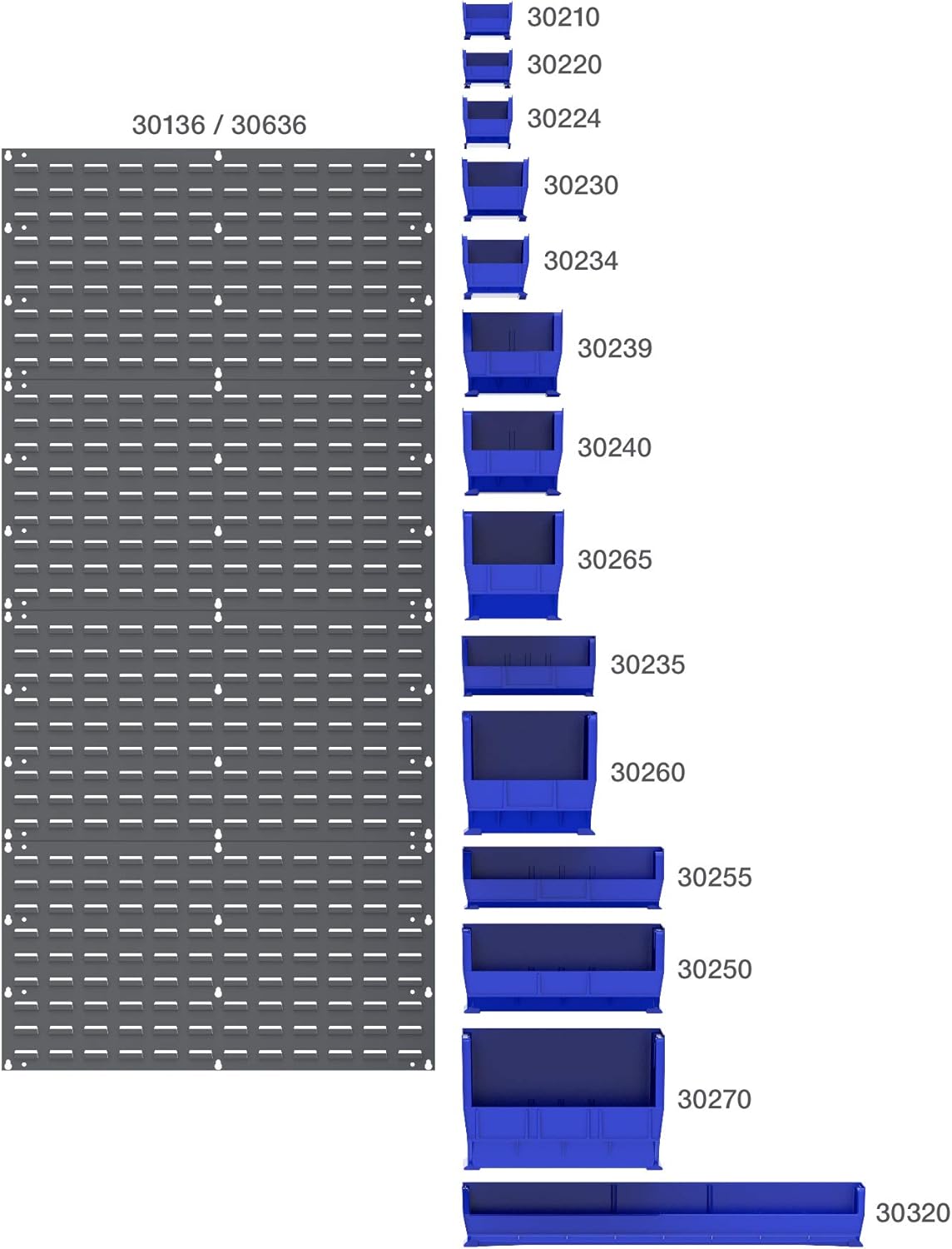 Akro-Mils 30136 Heavy Duty Wall Mount Garage Storage Steel Louvered Panel | Wall Storage Bin Hanging Organizer System for AkroBins, 36-Inch W x 19-Inch H, Grey, Single