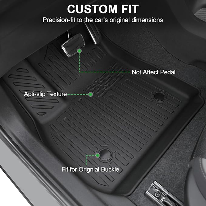 Floor Mats Fit for 2021-2025 2026 Buick Envision, TPE All Weather Protection Front & 2nd Row Black Car Liners & Door Sill Guards SUV Accessories