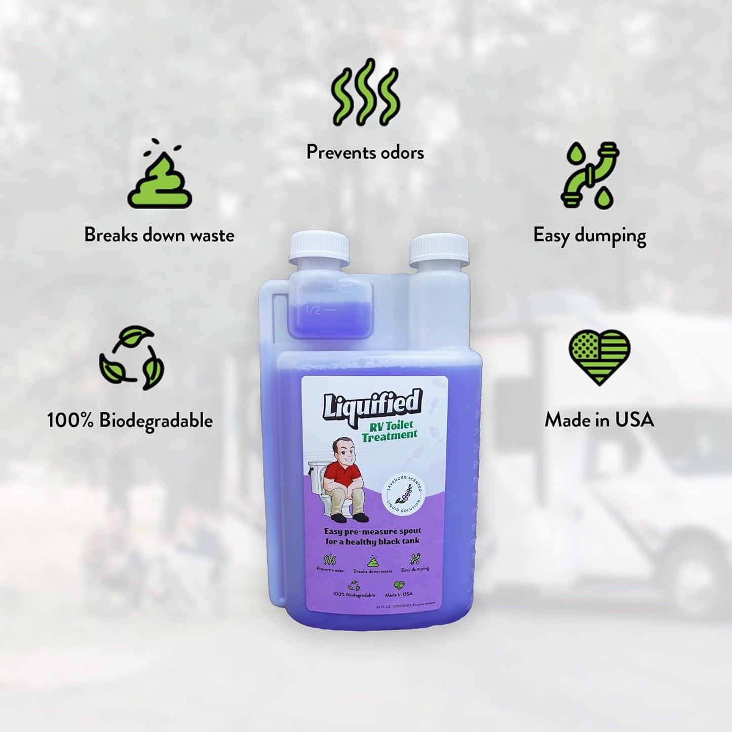 Liquified RV Toilet Treatment - Black Holding Tank Digester - Odor Eliminator - Lavender Scent - Matts RV Reviews (Lavender, 16oz)