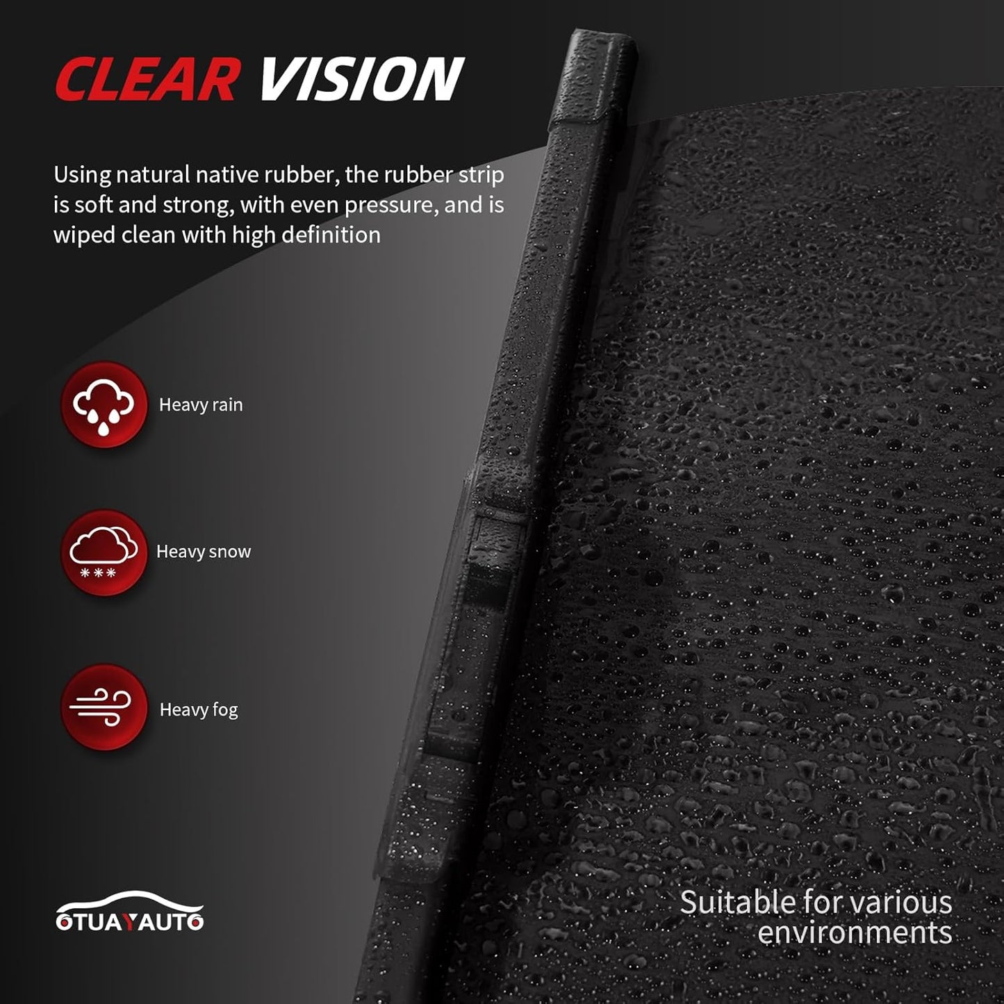 OTUAYAUTO Premium Windshield Wiper Blades - Replacement for Toyota Venza 2009-2016 - Precision Fit, All-Weather Performance, Front and Rear Wiper Blades, J/U Hook - 26"+22"+12" (Pack of 3)