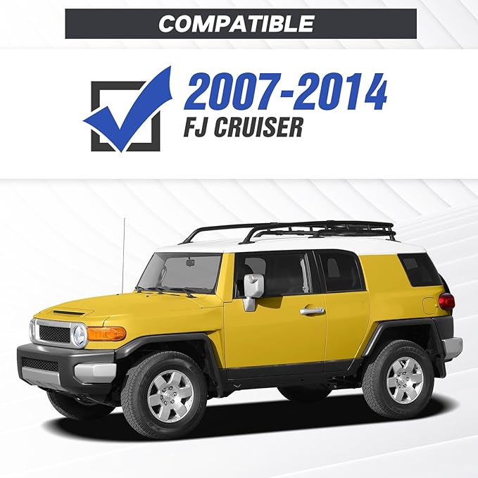 Running Boards Side Steps Compatible with 2007 2008 2009 2010 2011 2012 2013 2014 Toyota FJ Cruiser, Bolt-on Nerf Bar Step Bars, Heavy-Duty Steel Two Stairs Design (Black Steel, Star Logo)