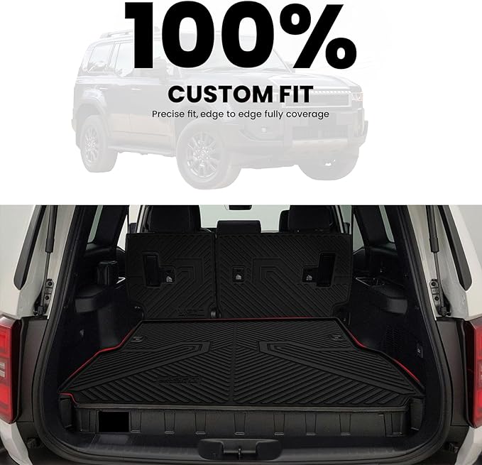 LASFIT Cargo Mat & Seatback Mat for Toyota Land Cruiser/for Lexus GX550 5-Seat 2024-2026, Custom Fit All-Weather TPE Rubber Backrest & Trunk Mats for Land Cruiser Accessories, Easy to Clean, Black