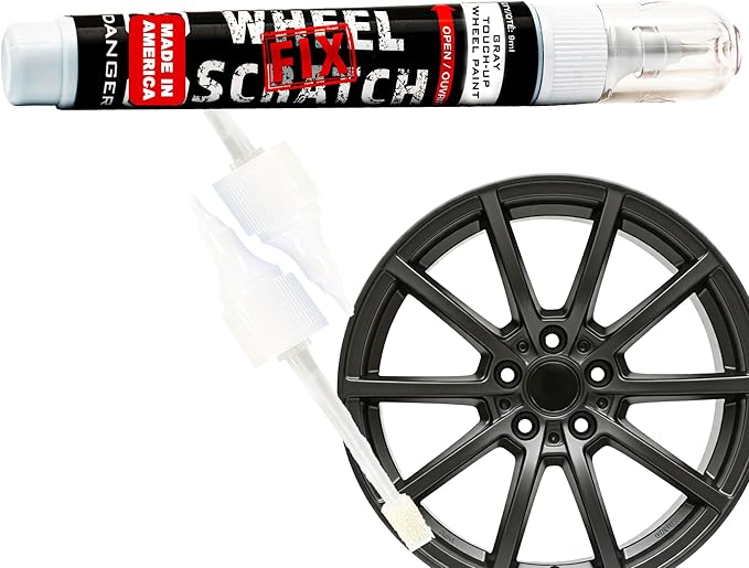 Wheel Scratch Fix® Satin Dark Gray Rim Touch Up Paint, Alloy Wheel Scratch Repair, Curb Rash Repair, Wheel Touch Up Paint Pen, Rim Scratch Remover, (Universal Satin Dark Gray Wheel Paint (Pen Only))