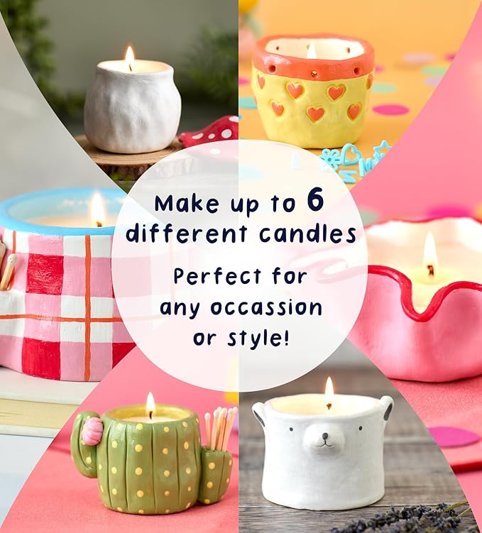 Pott’d Home Pottery Candle Making Kit, DIY Candle Making Kit for Adults. Make Your Own Candles with Air-Dry Clay, Wax, Wicks, Tools, Fragrance Oil & Easy-to-Follow Guide