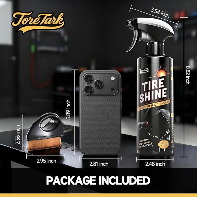 Tire Shine Spray,16OZ Durable Wet Tire Dressing,No Sling/Non-Greasy for Black Tire/Wheel, Long Lasting UV Protection for Car, Truck & SUV Easy to Apply