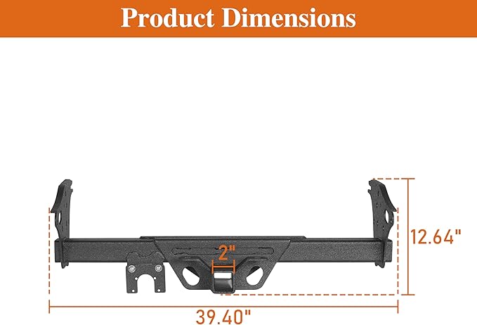Hooke Road Tacoma Trailer Hitch Class 3 Standard 2" Receiver Tube Towing Tongue for 2005-2015 Toyota Tacoma (Excluding X-Runner)