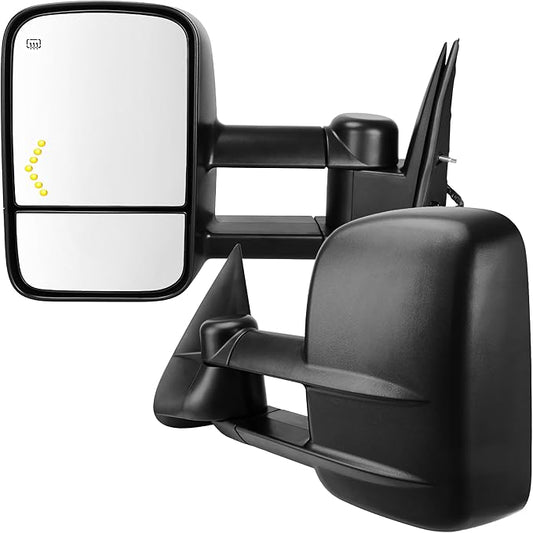 AUTOSAVER88 Towing Mirrors Compatible with 2003-2007 Chevy Silverado GMC Sierra 1500 2500 HD 3500, Side View Tow Mirrors Power Heated for Tahoe Suburban Avalanche Yukon with Arrow Turn Signal Light