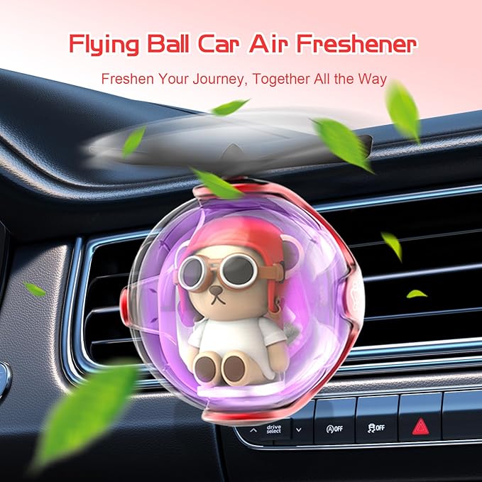 Red Bear Car Air Freshener with 6 Colors LED Lights & 4 Scented Pads – Light Fragrance, Decorative Auto Accessories