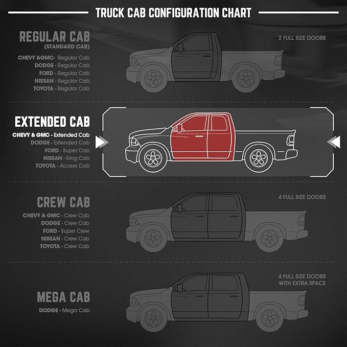 DNA MOTORING 6.75" Flat Running Boards Side Step Bars Compatible with 2007-2018 Chevy Silverado GMC Sierra 1500 3500HD / 2007-2019 2500 HD Extended Cab, Black, STEPB-A-0093