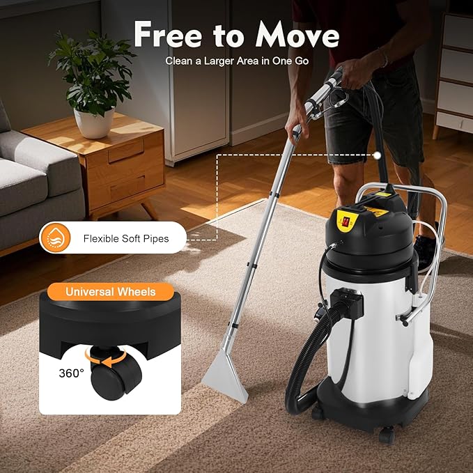 110V 40L Commercial Carpet Cleaner, 3in1 Carpet Spraying Floor Brush Cleaner Portable Carpet Cleaning Machine, Multi-Purpose Wet Dry Vacuum Cleaner Dust Cleaner Collector for Hotels,Home