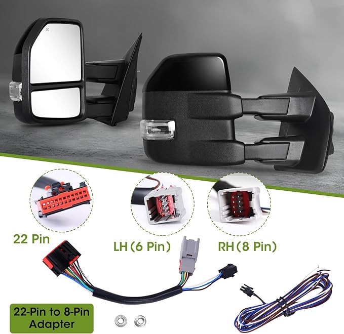 Towing Mirrors for 2015-2020 F150 Ford Pickup with Turn Signal & Running Lights Heated Power Glass