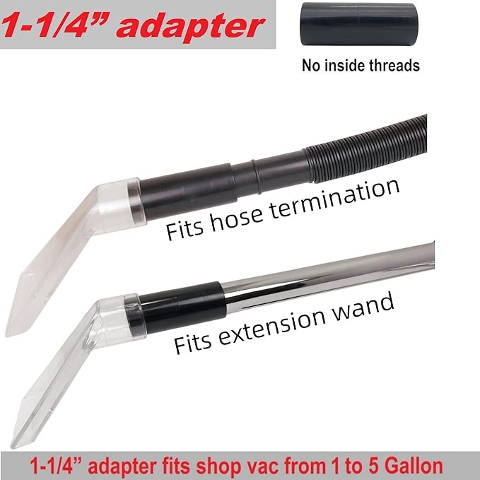TunaMax Universal Work with All Shop Vacs with 2-1/2" & 1-7/8" &1-1/4" Adapters Extractor Attachment for Upholstery & Carpet Cleaning & Auto Detailing, Extraction Accessory for Wet Vacuum Cleaners