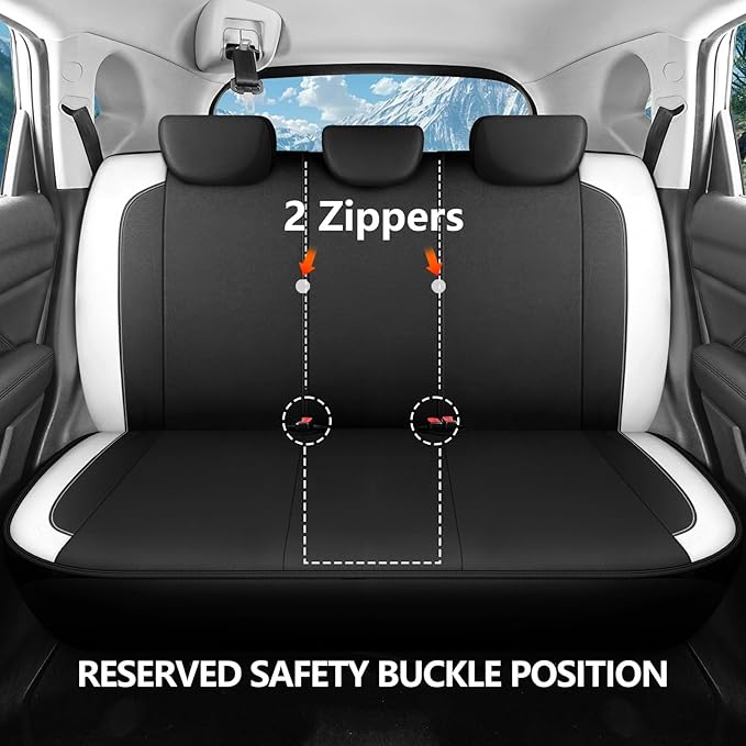 Seat Covers Neoprene Waterproof, Premium Cloth Car seat Covers Full Set,Composite EVA, Airbag Compatible,Universal Fit Automotive Seat Covers for Most Cars,Trucks,SUVs(Black White 816)