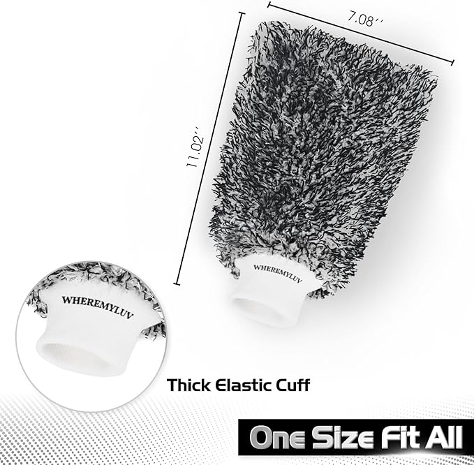 Premium Microfiber Car Wash Mitt, 2 Pack Auto Detailing Mitts for Scratch-Free Cleaning for Cars, Trucks, Absorbent, Extra Soft, Lint-Free Car Cleaning Gloves, Reusable, Machine Washable