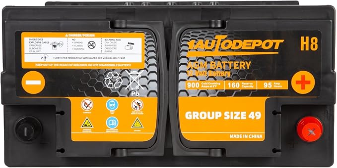 BCI Group 49 Car Battery, 12V 95Ah Size H8 Automotive Battery Premium Maintenance Free AGM Batteries, 900CCA, 160RC