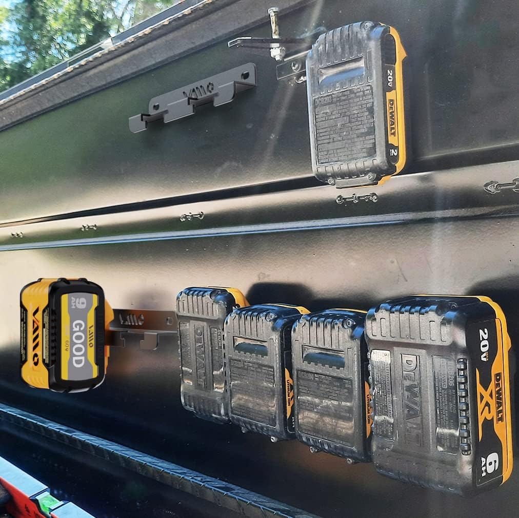 VAIIO Compatible DeWalt 20V 60V 12V Battery Rack Holder, Wrought Iron Heavy Duty Thickened Batteries Slots, Stealth Battery Wall Mount Organizer Garage Storage,Workshops,Shelves,Case New Battery Dock