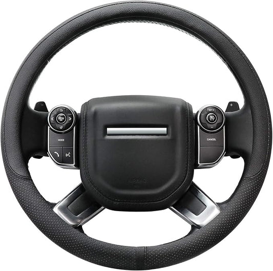 COFIT Breathable Car Steering Wheel Cover 16 inch Auto Universal Leather Wrap Non-Slip Protector Automotive Interior Accessories, Black (Suit for 15.5-16 inch)