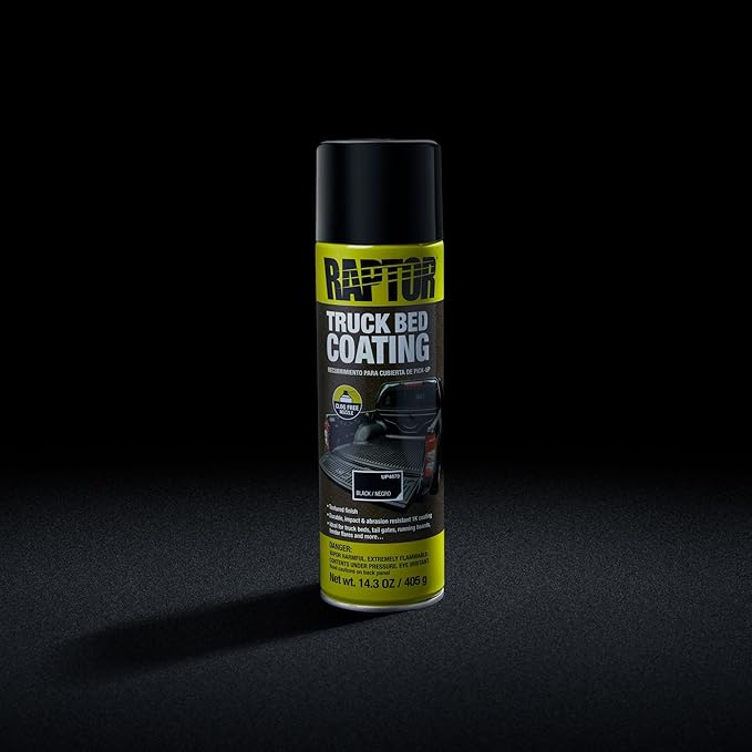 Raptor Truck Bed Coating 1K Aerosol, Spray-On Truck Bed Liner, Durable & Weather-Resistant Protective Coating, Textured Finish, Black, 14.3 OZ