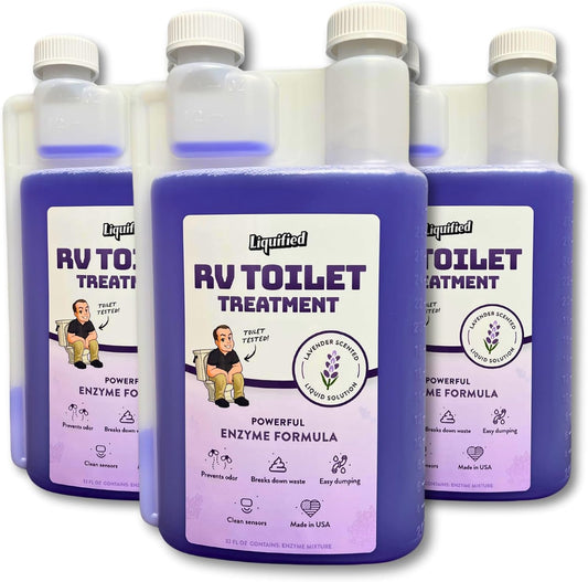 Liquified RV Toilet Treatment Bundle- Black Holding Tank Digester - Odor Eliminator - Lavender Scent - Matts RV Reviews (Lavender, 32oz, 3 Pack)