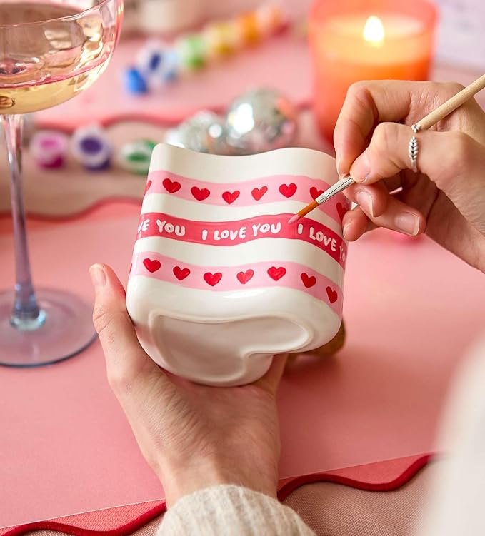 Pott’d Perfect-Pair-Mugs, Heart-Shaped Mug Painting Kit for Couples. Includes Ceramic Paints, Brushes & Inspiration Guide for Date Nights or Valentine’s Day Gifts