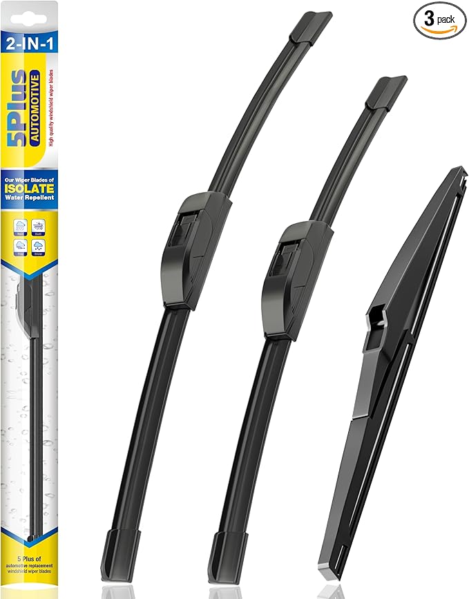 5 PLUS® Silicone Windshield Wiper Blades Replacement for 2019-2008 TOYOTA Highlander / 2023-2011 LEXUS GX460 Wiper Blades (Set of 3),Automotive Replacement Windshield Wiper Blade-26"/20"/12"