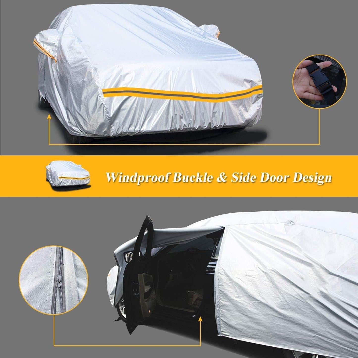 Autsop Car Cover Waterproof All Weather,12-Layer Car Covers for Automobiles Outdoor Heavy Duty Full Exterior Covers for Sedan(178-183 Inch)
