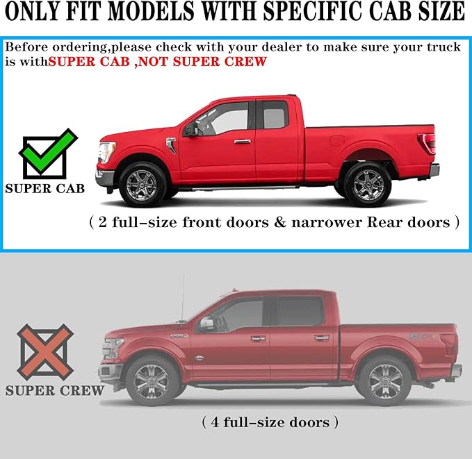 COMNOVA OE Style 6 Inch Side Running Boards Nerf Bars Side Steps Side Bars Fit 1999-2016 Ford F250 F350 Super Duty Extended Cab Pickup 3/4 Size Rear Doors.