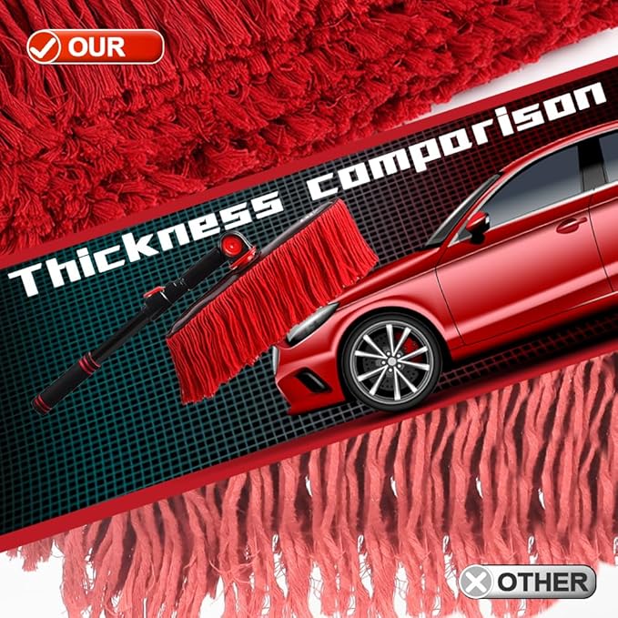 2In1 Brush And Duster For Car Exterior,Chenille Car Wash Brush Mop*1PC,Wax Cotton Car Duster Mop*1PC Remove Dust,Freely Switch A Retractable Black Steel Pole,Car Cleaning Supplies For Boat Truck Rv