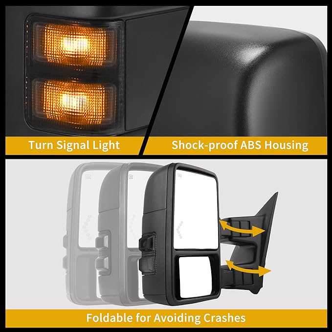 DWVO Towing Mirror Compatible with 2008 2009 2010 2011 2012 2013 2014 2015 2016 Ford F250 F350 F450 F550 Super Duty, Left Driver Side Mirror with Power Heated Manual Folding