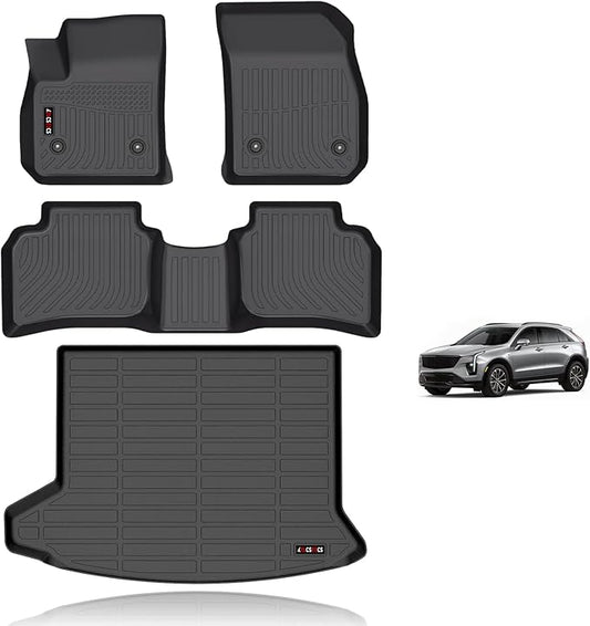KELCSEECS Floor Mats & Cargo Liner Custom for 2019-2024 Cadillac XT4 All Weather Car Mats TPE Floor Liners XT4 Accessories