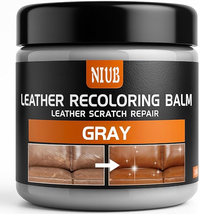 Leather Recoloring Balm Leather Color Restorer Scratch Repair Leather Paint for Furniture Couches Car Seats Shoes Bags Leather Dye and Restorer Restores Faded and Scratched Leather-Gray