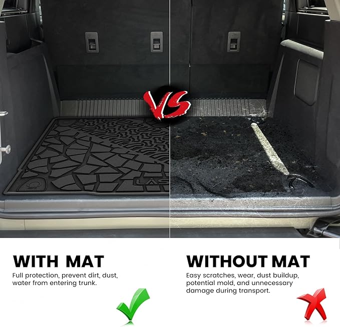 LASFIT Cargo Liner for Ford Bronco 4-Door 2025 2024 2023 2022 2021(Fit for 4-Door Only, Not Fit Sport) All Weather Custom Fit TPE Car Floor Liner, Cargo Area Protector, 1pc Black