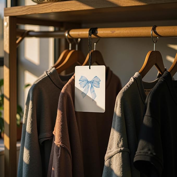 Blue Trendy Coquette Bow Car Air Freshener 4 Pcs, Books Lovers Gifts Hanging Air Freshener for Cars Closet Drawer Books Bathroom Office, Girly Car Accessories Mirror Decor for Women