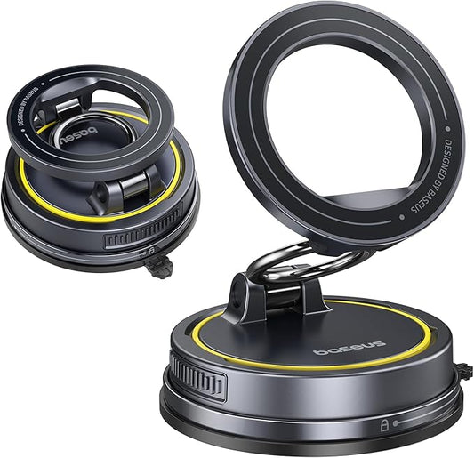 Baseus for Magsafe Car Mount, Vacuum 119LBS Magnetic Suction Cup Phone Holder for Car, 720° Adjustable Foldable Cell Phone Holder with Reusable Washable Gel for Car & for iPhone 17 16 15 14 13 Pro Max