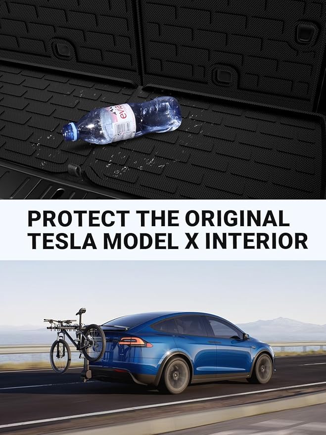 BASENOR 10PCS Tesla Model X Floor Mats 7-Seater All Weather Cargo Liner Mat XPE Car Mats Anti-Slip Trunk Mat Back Seat Cover Model X Plaid Accessories 2022-2026